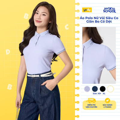 Áo Polo Nữ Yody Vải Siêu Co Giãn Bo Cổ Dệt Thể Thao Hạn Chế Bám Mồ Hôi Thoáng Mát WCPO25S035