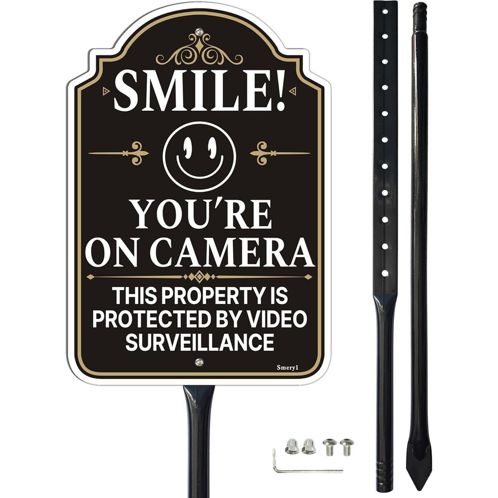 Smile You 're On Camera Sign, Tài sản này được bảo vệ bởi giám sát video với cổ phần 34,6 "cho sân, 