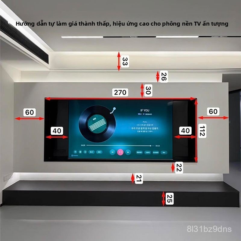 Hốc tivi âm tường inox tùy chỉnh cho tivi 65-100 inch thiết kế treo sang trọng hiện đại