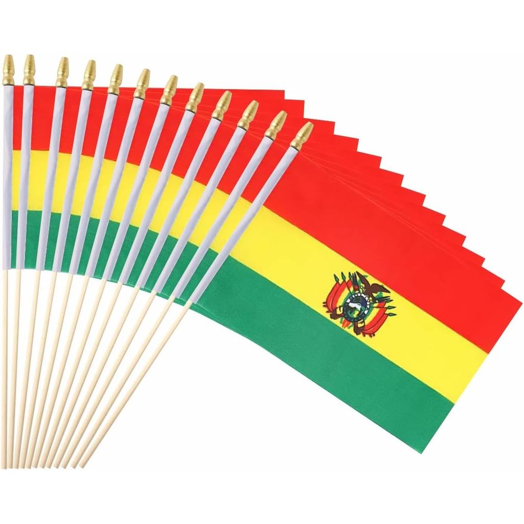 25 Cái Cờ Bolivia Nhỏ Cầm Tay, Cờ Mini Bolivia Trên Que Dài 5x8 Inch