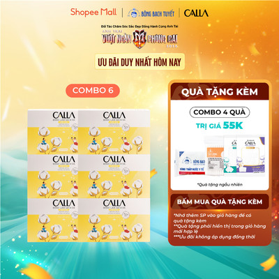 Combo 6 Hộp Bông Tẩy trang làm sạch da Calla Mềm Mịn 180 miếng/hộp
