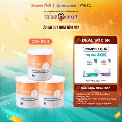 Combo 3 Hộp Tăm bông Bông Bạch Tuyết (200 que/hộp tròn)