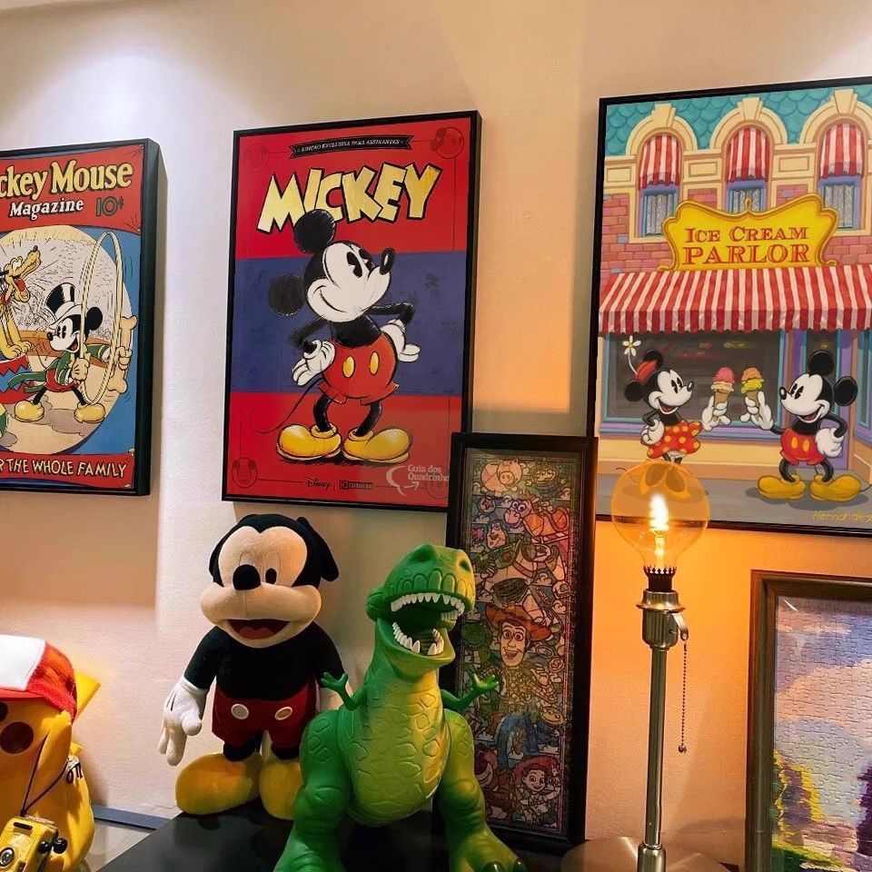Mickey Tranh Trang Trí Disney Chuột Mickey Minnie Hoạt Hình Phòng Ngủ Tranh Retro Mỹ Bức Tranh Tường