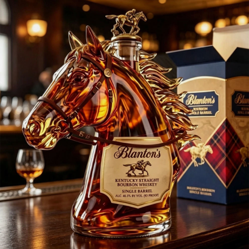 Blanton's Horse Head Decanter Bottle, Kentucky Straight Bourbon Whiskey Empty Glass Bottle