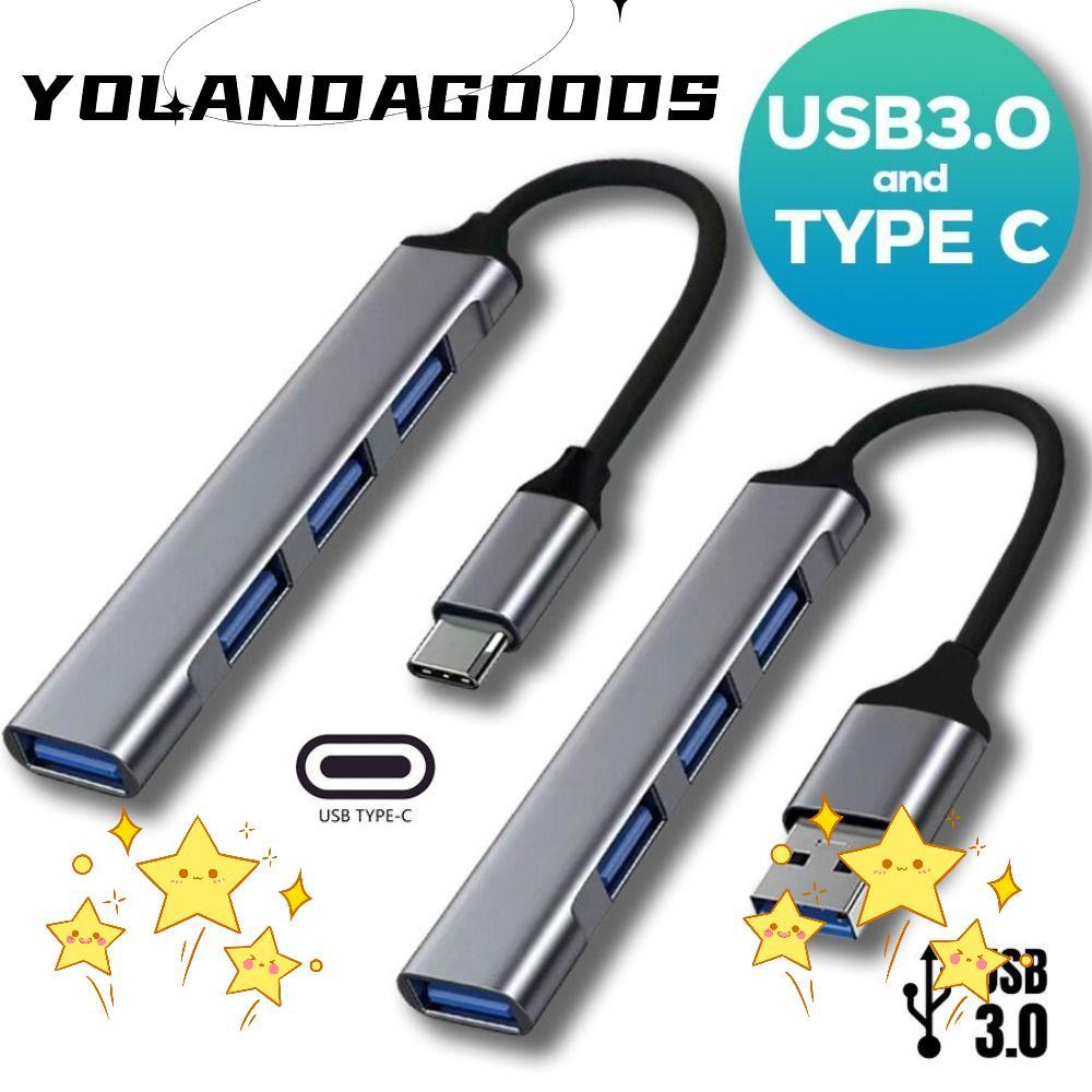 HUB YOLA USB-C, Bộ chia PC 4 TRONG 1 Type-C, Bộ chuyển đổi OTG tốc độ cao bằng hợp kim nhôm đa năng 