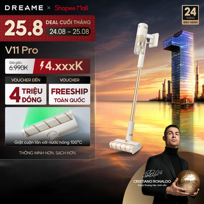 Dreame V11 Pro Máy hút bụi cầm tay không dây | Công suất hút 100AW | làm sạch sát góc tường | BH 24 tháng