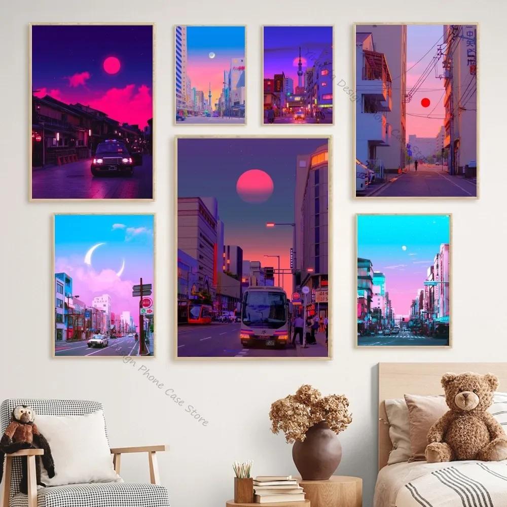 Pc Night City Pop Kyoto Neon Poster In Chất Lượng Cao Cho Phòng Vintage Home Bar Cafe Trang Trí Nghệ