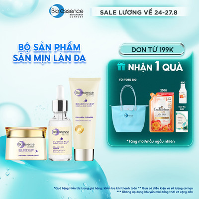 Bộ Bio-Essence Bio-Bird's Nest: Tinh chất dưỡng da Bio-Bird's Nest Collagen Essence 30ml, Sữa rửa mặt 100g,Kem dưỡng 50g