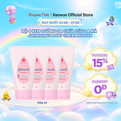 Combo 4 Kem dưỡng da chứa cúc La Mã Johnson's Baby Cream 50g