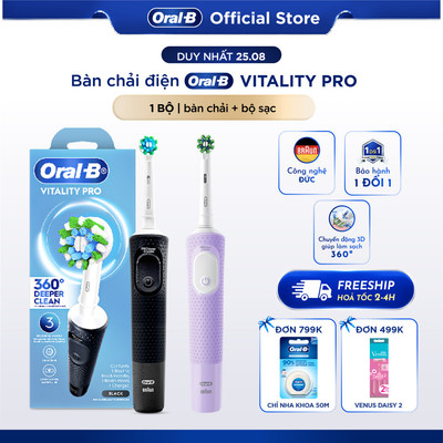 [KOL] Bàn Chải Điện ORAL-B VITALITY Pro 3 CHẾ ĐỘ giúp làm sạch sâu từng kẽ răng