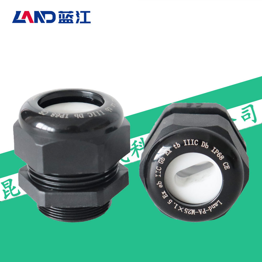 Cáp Nylon lỗ phẳng chống cháy nổ Lanjiang LAND Khớp chống nước IP68 với khóa kín nhiệt đới Đầu Gran 