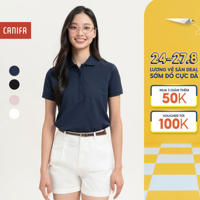 Áo polo nữ CANIFA cổ bẻ trơn dáng basic cộc tay 6TP26S001