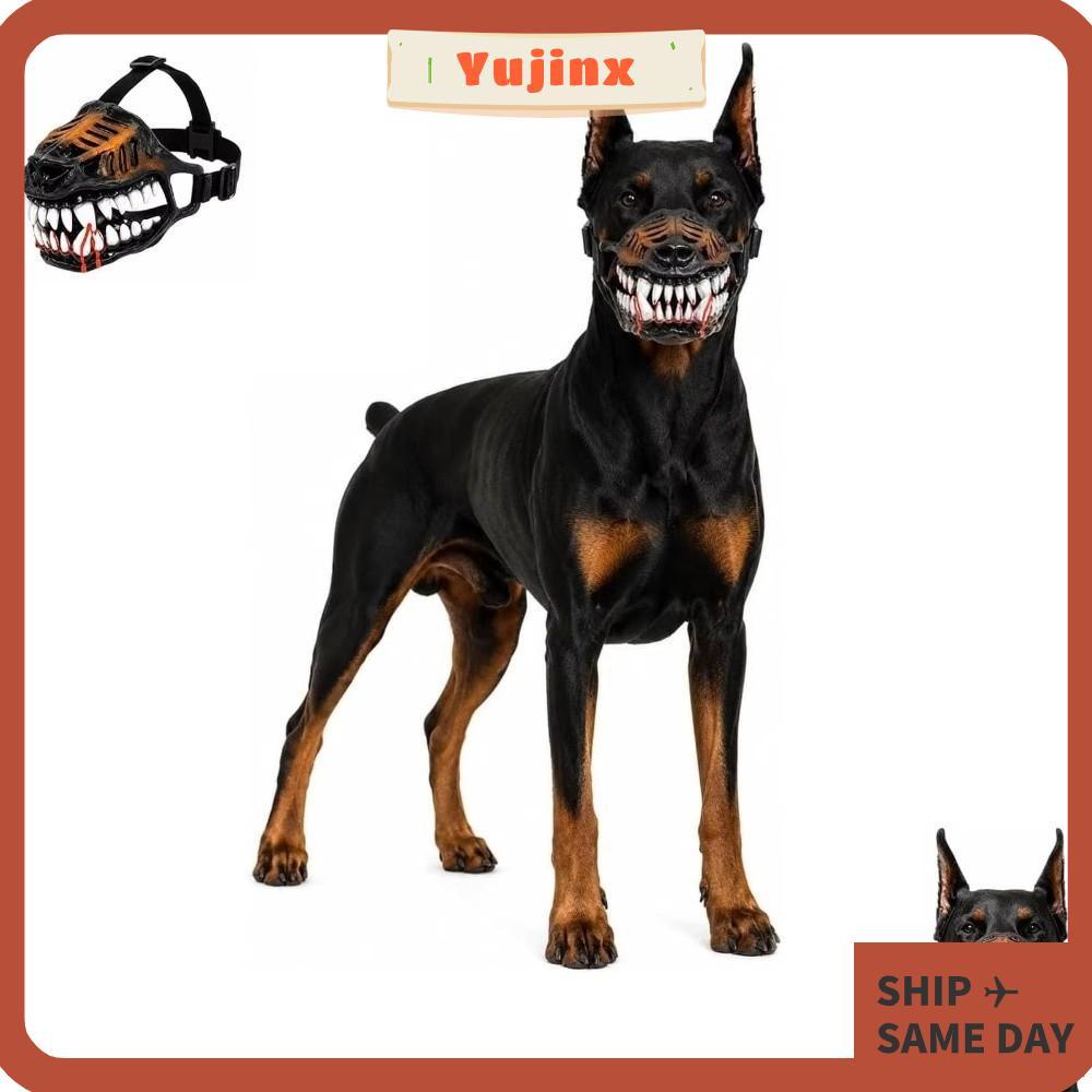 YUJINX Dog Monster muzzle, Monster Hell Hound Style Hell Hound muzzle, Răng đáng sợ thoáng khí Dây đ