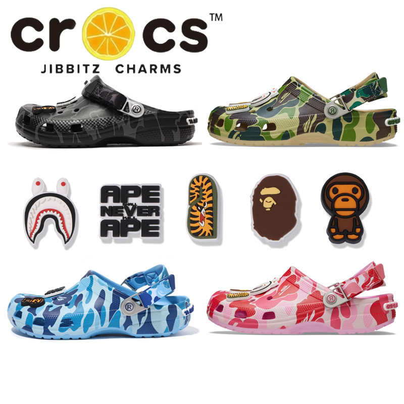 Dép Crocs x BAPE Classic Clog - Giày đi biển Unisex thoáng khí nhẹ