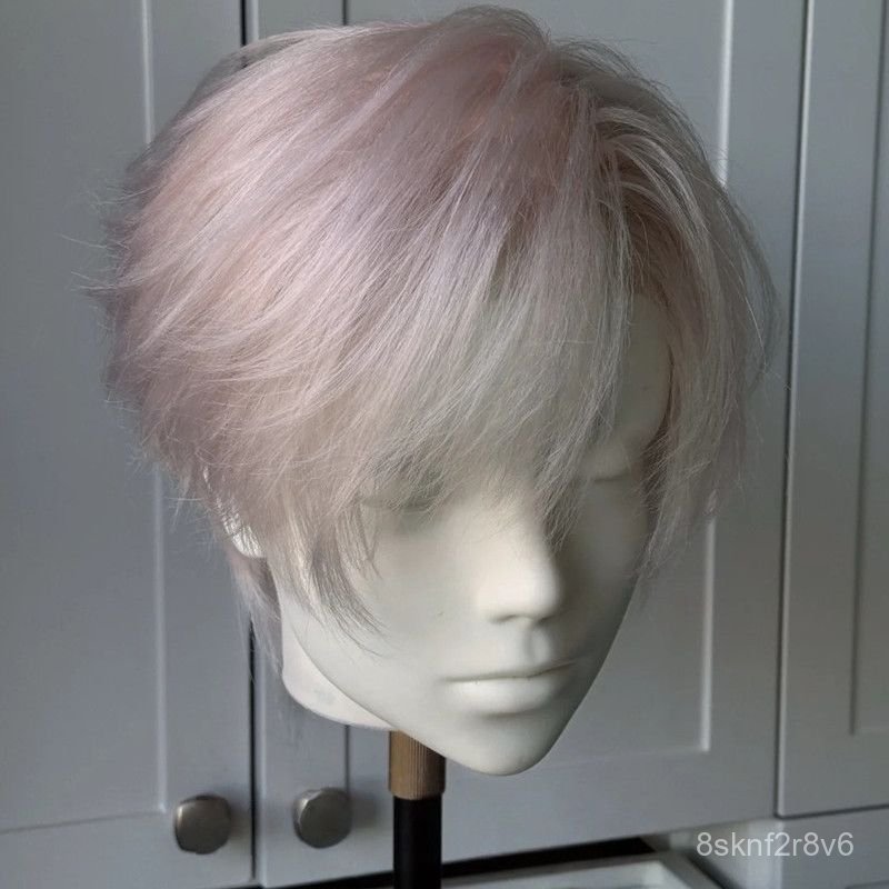 Tóc giả màu hồng sương mù unisex kiểu mullet layer tự nhiên thời trang dễ đội bán chạy