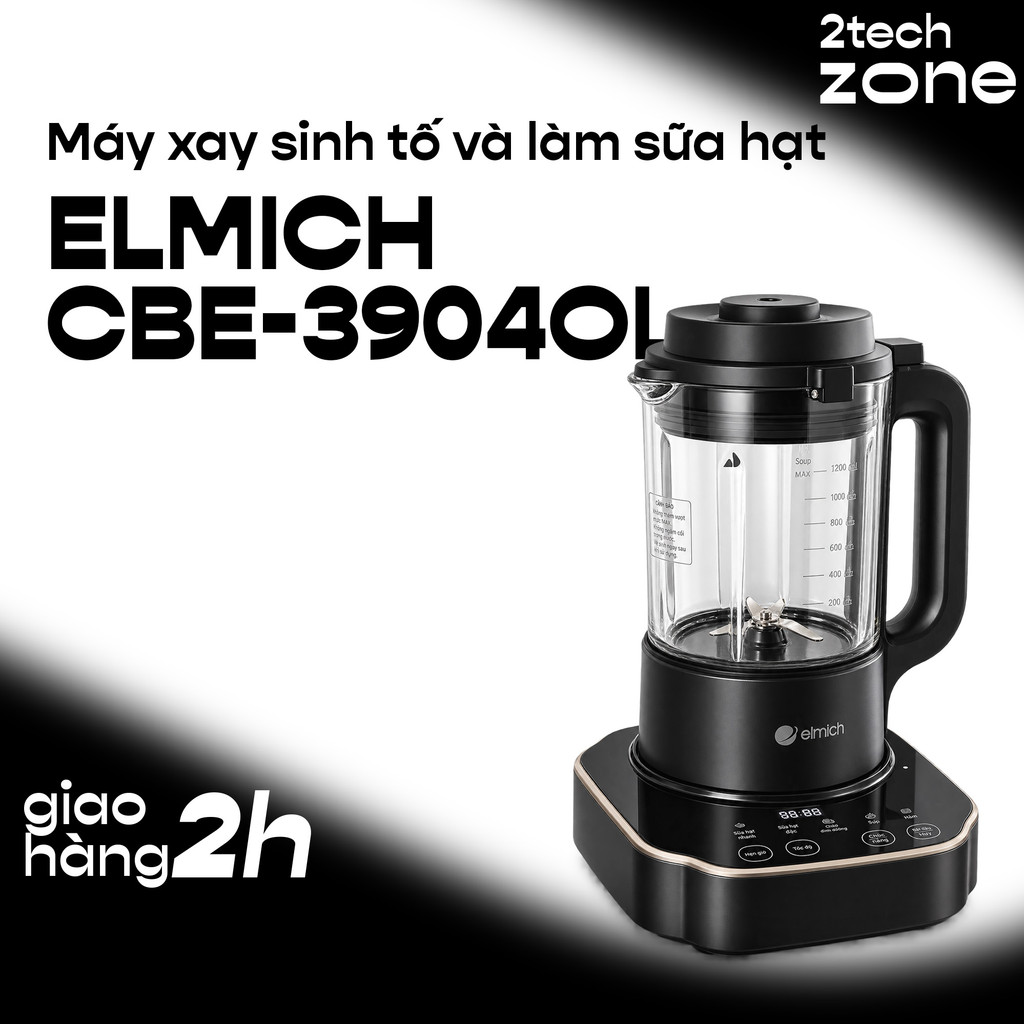 Máy Làm Sữa Hạt Đa Năng Elmich CBE-3904OL 1.2 Lít, Dao Inox 8 Cánh, Mâm Nhiệt Ceramic Chống Dính