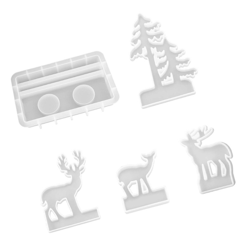 Yu Deer and Tree Casting Form Set với đế hình chữ nhật Nhóm chèn linh hoạt cho các dự án trưng bày đ