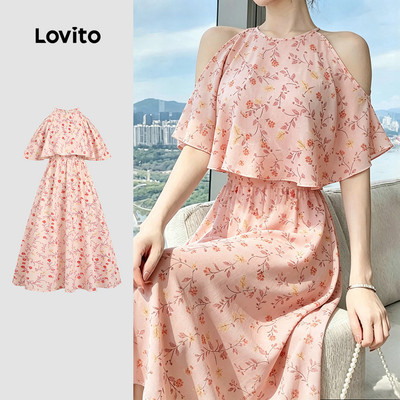 (New Arrival) Lovito Đầm hoa giả 2 trong 1 trễ vai phong cách xuân hè cho nữ L196ED322