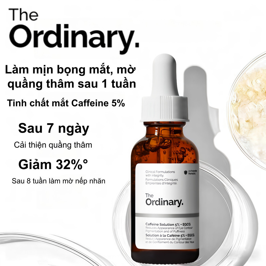 COD The Ordinary Caffeine Giảm Bọng Mắt Và Quầng Thâm Vùng Mắt Caffeine Solution 5% + Egcg 30ml PS
