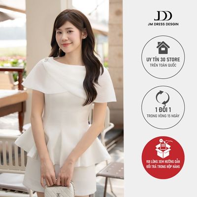 Áo Kiểu Cổ Ngang Đuôi Cá, Cape Xếp Ly 2T05.2601. Áo Peplum Nữ Thanh Lịch Công Sở Dự Tiệc Thiết Kế Bởi JM Dress Design