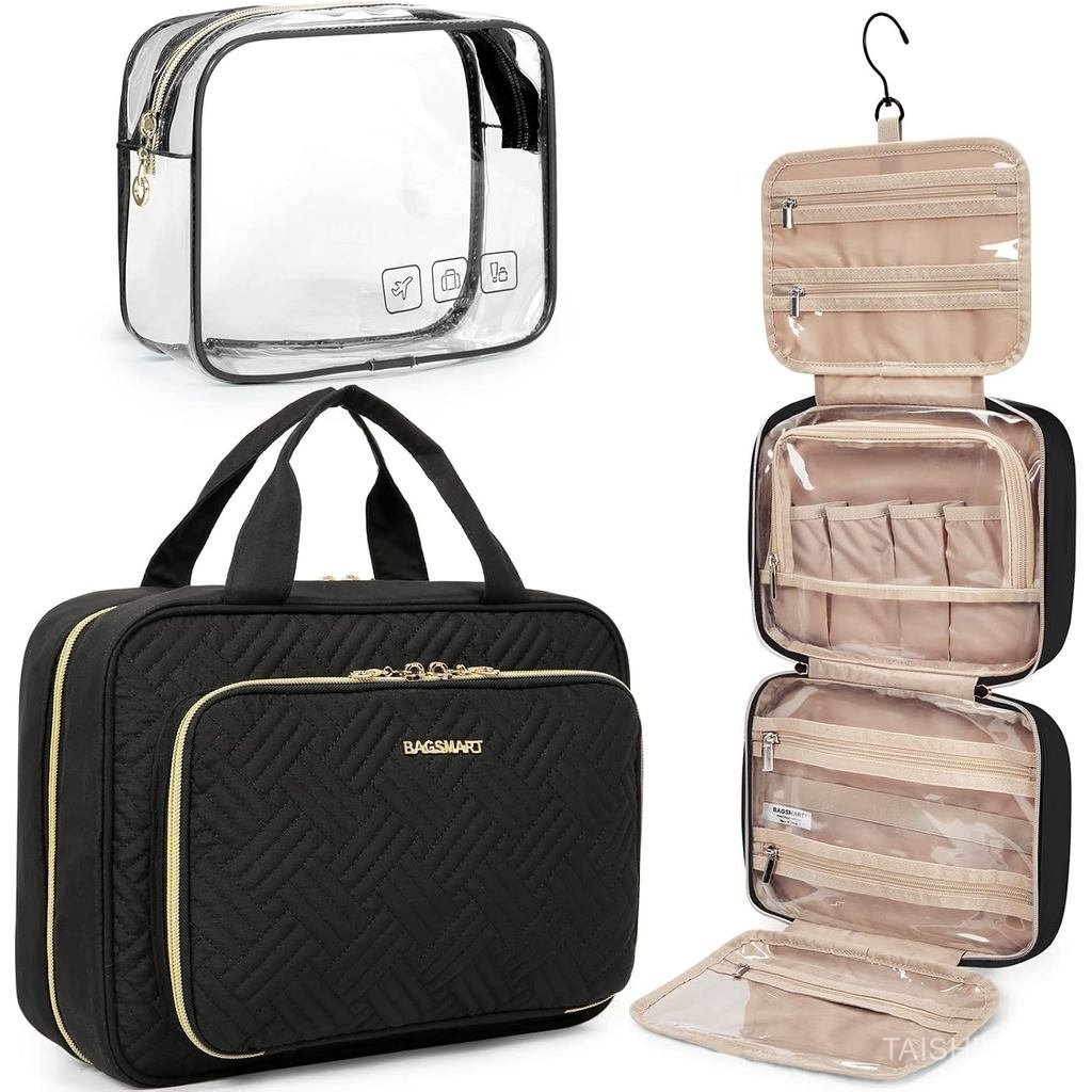 BAGSMART Toiletry Bag Hanging Travel Makeup Organizer with TSA Approved Transparent Cosmetic Bag Mak