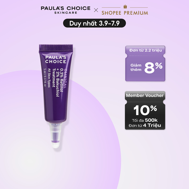 [HSD 3/2027] Tinh chất chống lão hóa từ Retinol & Bakuchiol Paula's Choice Clinical 0.3% Retinol + 2% Bakuchiol 5ml 8016