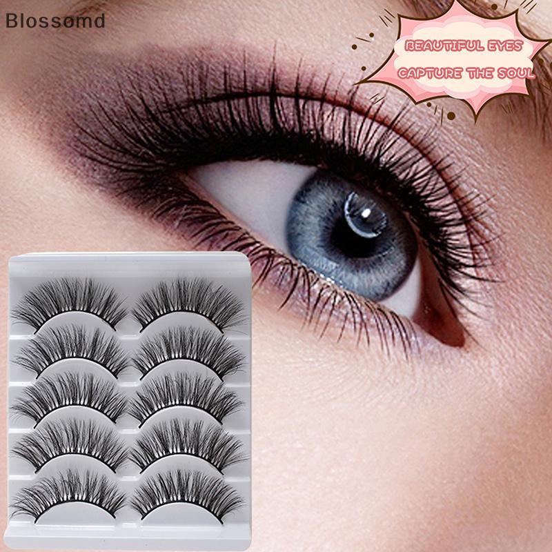 Blossomd 5 Đôi 3D 3D Lông Mi Giả Tự Nhiên Uốn Tất Cả Trận Đấu Lông Mi Uốn Mi Giả Tự Nhiên Mới