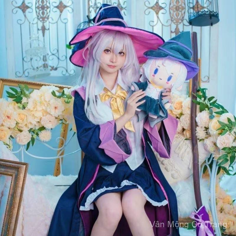 Cosplay Elaina phù thủy du ký, trang phục pháp sư anime trọn bộ, phong cách học viện, đẹp