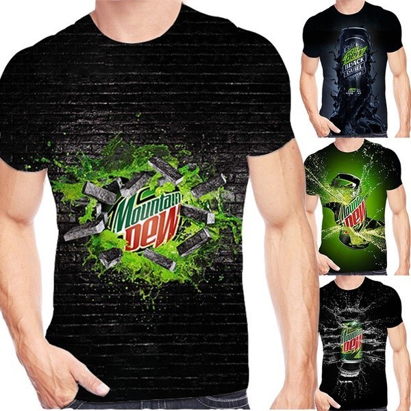 Áo thun ngắn tay thông thường dành cho nam / nữ Mountain Dew 3d thời trang mới