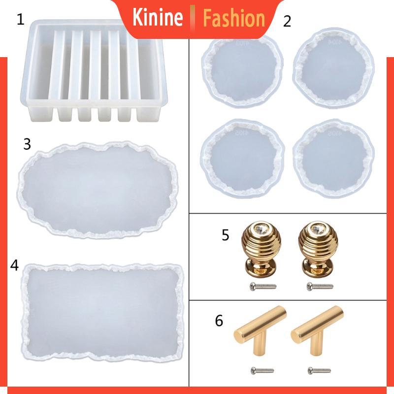 KIN Geode Nhựa Coaster Khuôn Nhựa Epoxy Đúc Khuôn Cho Khay Phục Vụ Ban