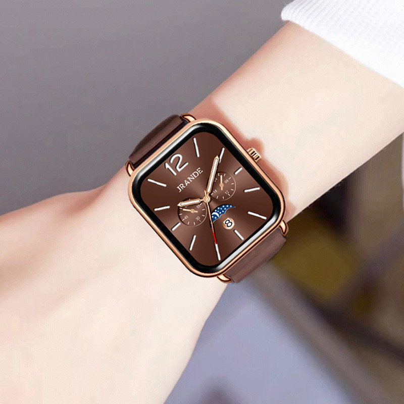 JRANDE Thương hiệu ins Thời trang Ánh sáng sang trọng Nam Nữ Đồng hồ silicon cùng phong cách Đồng hồ