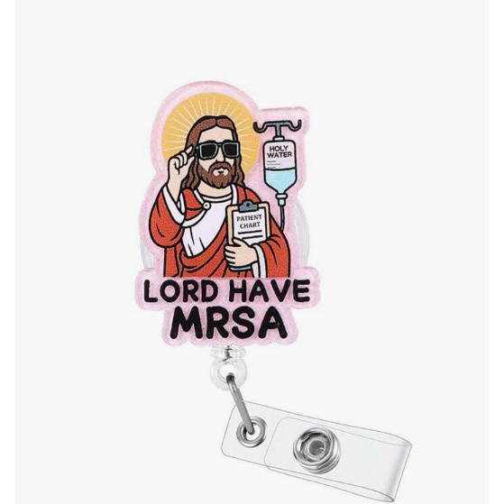 1pc Lord Have MRSA Badge Reel, Acrylic Retractable Badge Holder Clip With Swivel Alligator Clip, N