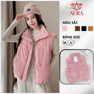 Áo phao gile nữ mùa đông YORI Chất liệu nhung tăm ấm áp Áo khoác phao nữ dáng ngắn mẫu mới 2024