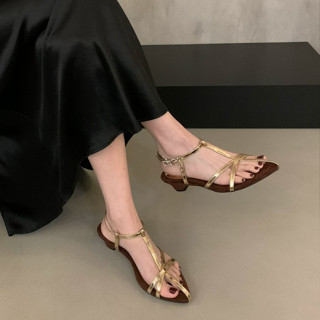  Dép sandal cao gót nữ quai hậu chữ thập 9 ly chéo nỉ NÂU mũi nhọn 190 cao 3 cm 