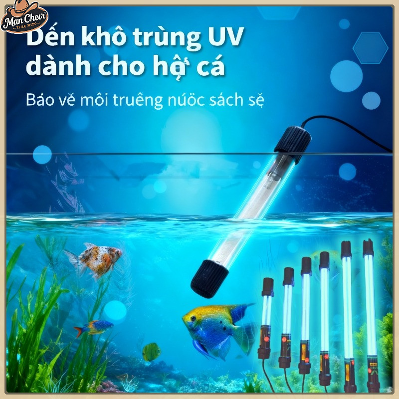 【MANCHER】Đèn UV Hồ Cá/Bể Cá 11W/13W Diệt Tảo/Chống Rêu, Diệt Vi Khuẩn, Diệt Nấm, Tự Chìm Cho Cá Cảnh