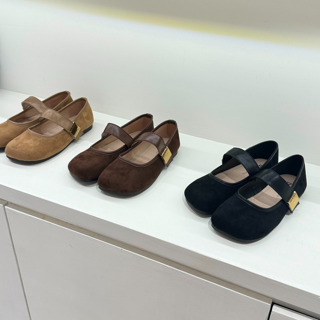 Korean Style Retro Low-Cut Shoes Metal Buckle All-Match Commute Soft Bottom Comfortable Flat Shoes g
