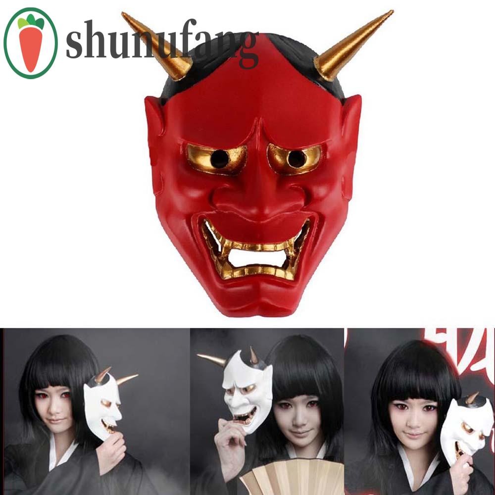 UNIF Cosplay Mặt nạ Kabuki Kitsune Mũ nhựa Full Face Evil Oni Noh Hannya Anime Mask
