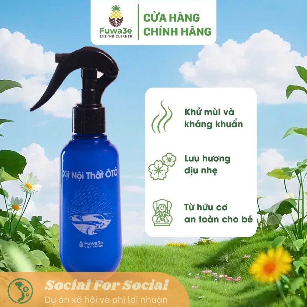 [Hỏa tốc] Chai Xịt Khử Mùi Ô Tô Fuwa3e Giúp Khử Mùi Và Khử Khuẩn Nấm Mốc 150ml
