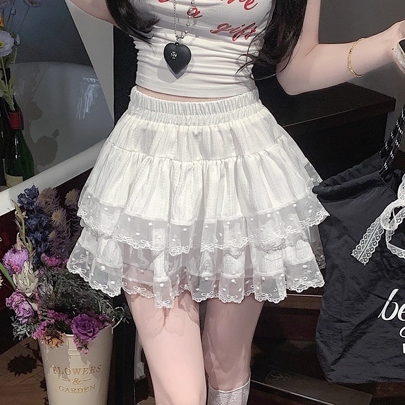 Chân váy ngắn Trắng đen ren phong cách mới | BigBuy360 - bigbuy360.vn