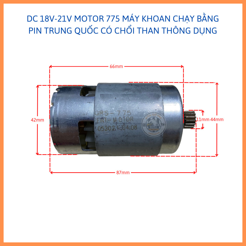 DC Motor 775 Nhông 16 Răng dùng cho máy khoan 18-21V
