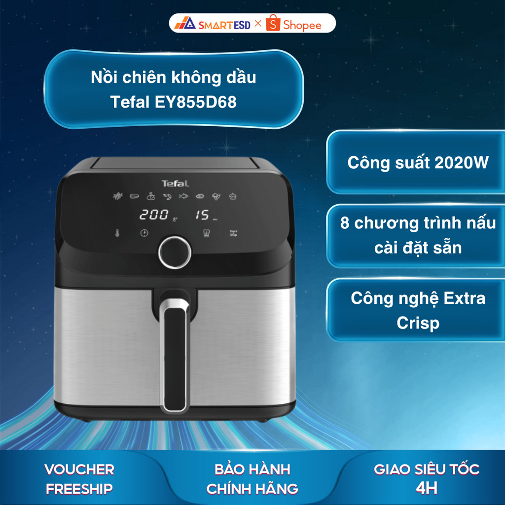 Nồi chiên không dầu Tefal EY855D68 7.5L - Công nghệ Extra Crisp - Bảo hành chính hãng 24 tháng