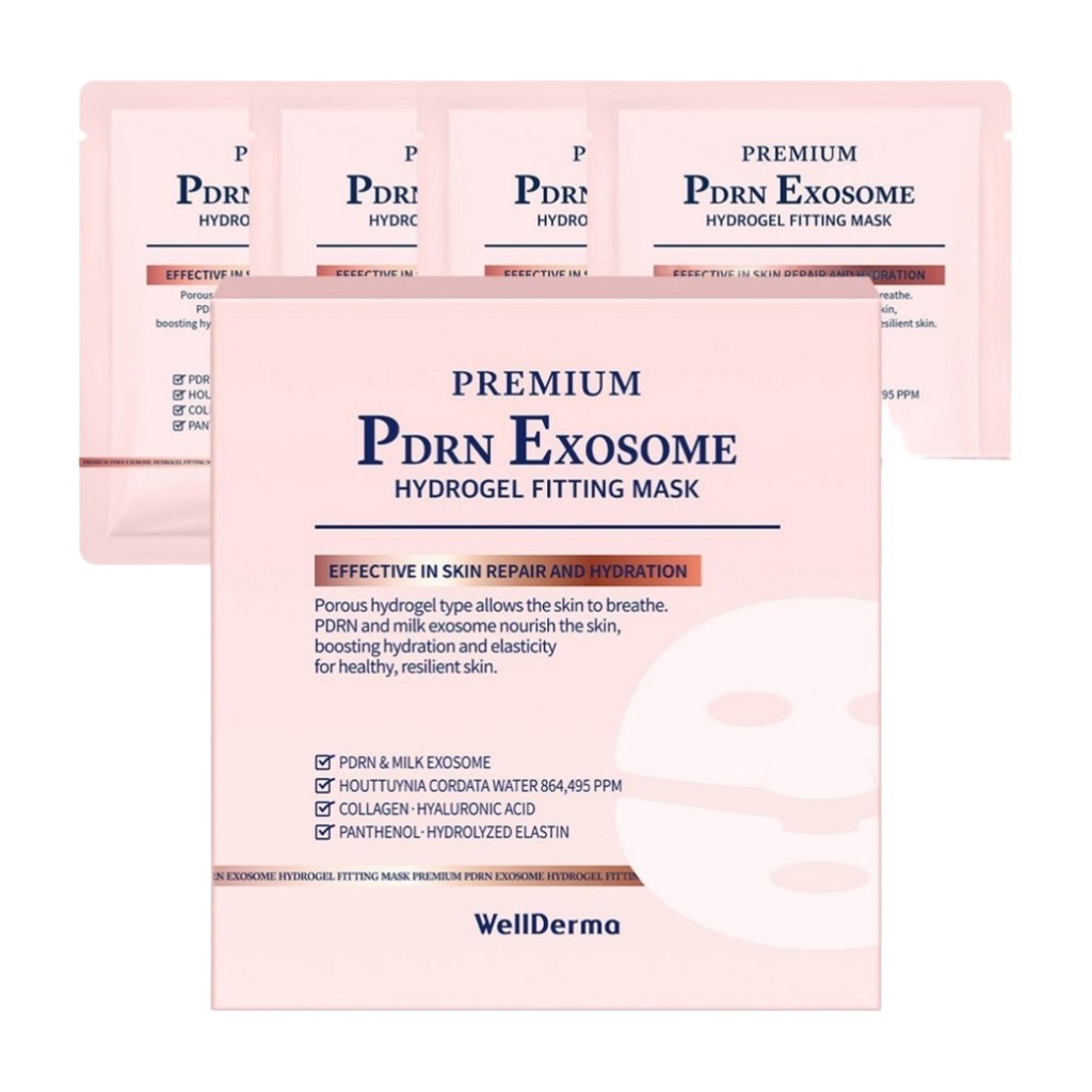 [wellderma] Mặt nạ lắp Hydrogel PDRN Exosome, 1 cái, 4 gói / Mặt nạ lắp Hàn Quốc / Công nghệ Exosome