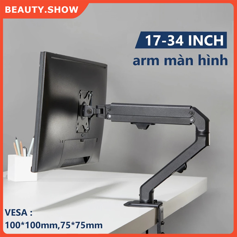 🥇FREESHIP🥇Giá Treo Màn Hình Máy Tính Pc 17-32 Inch, Arm Màn Hình Xoay 360 Độ Tải 10kg Mầu Đen