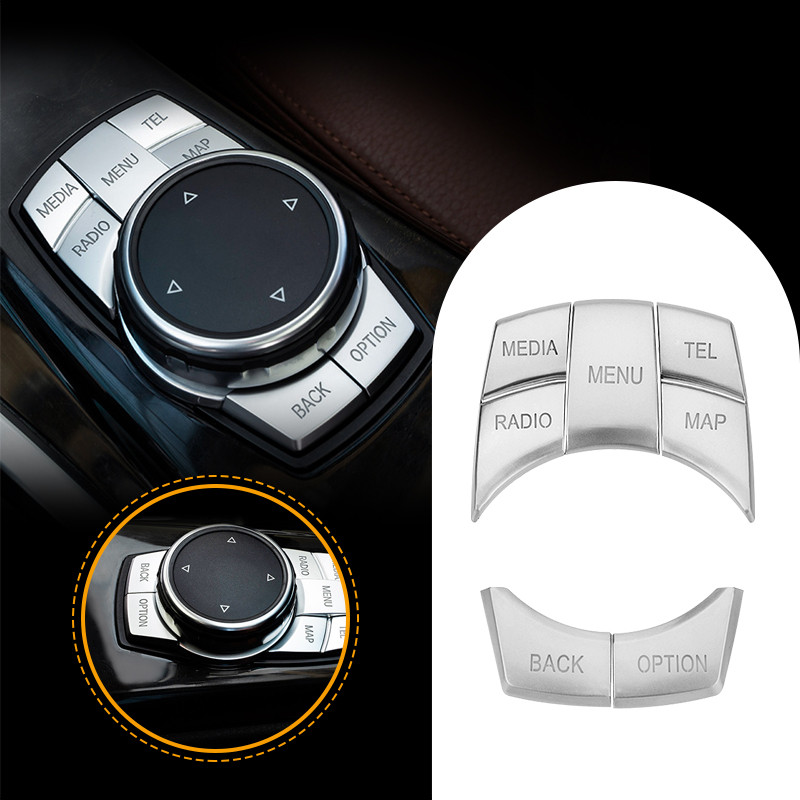 7 Phím Nhôm Xe Trình Tự Miếng Dán Đa Phương Tiện IDrive Nút Dành Cho Xe BMW 1 1 2 3 5 7 Series X1 X3