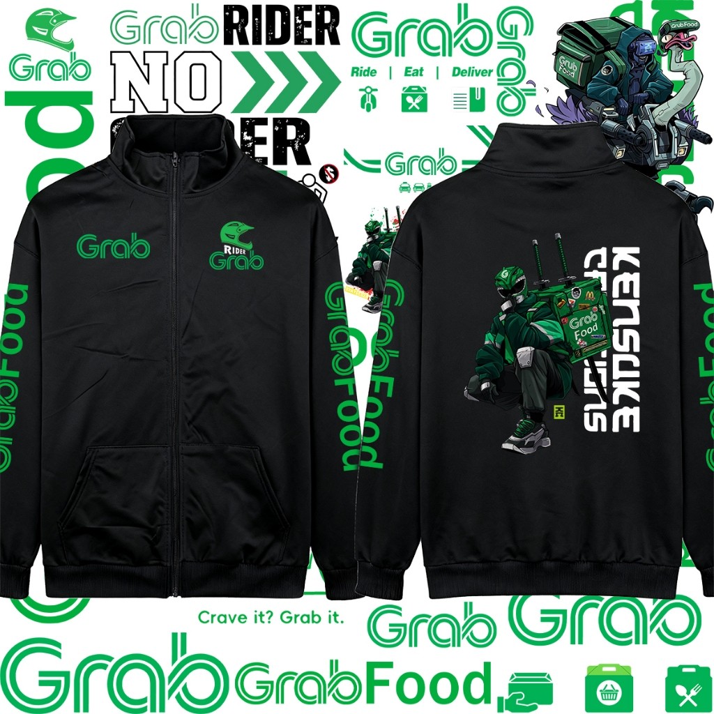 Nam Grab Team Food Cool Zip jaket Áo Size M-3XL Áo cardigan cổ đứng