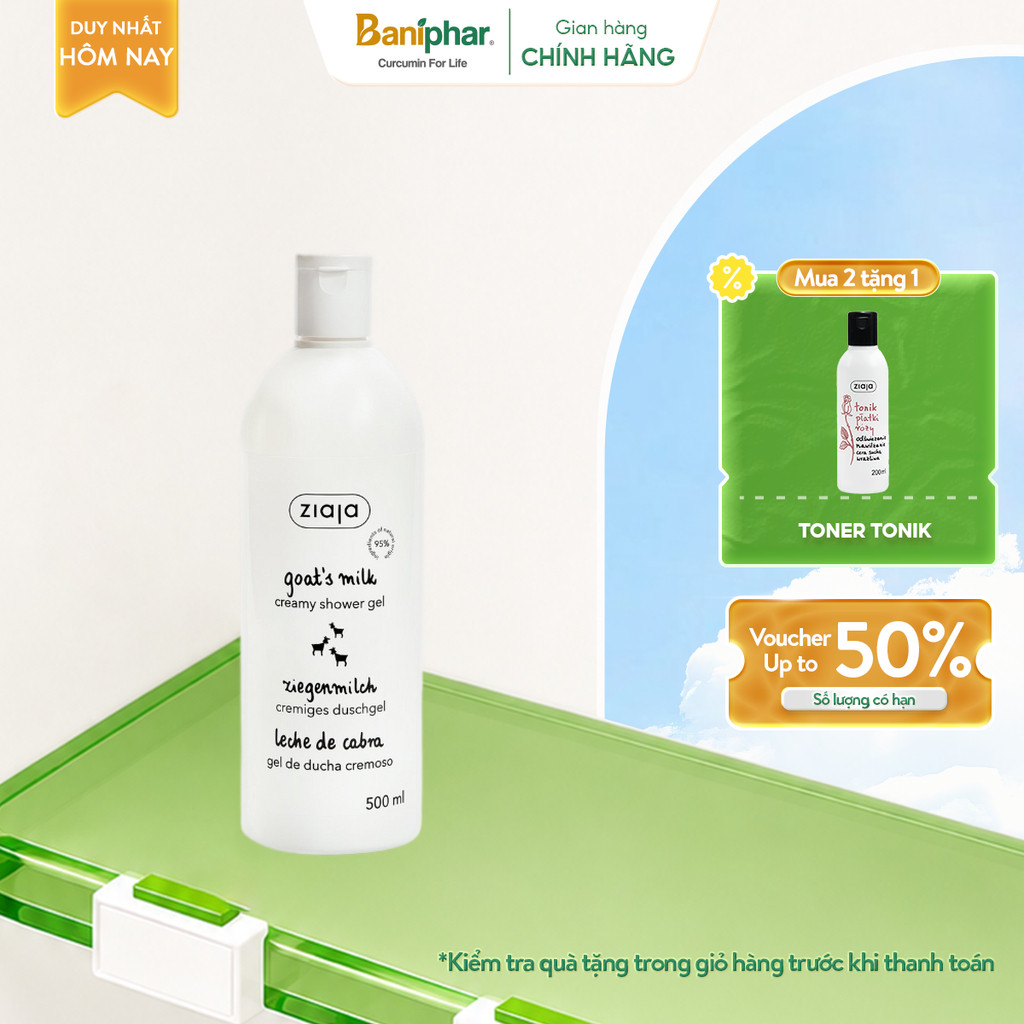 Sữa tắm sữa dê dưỡng ẩm và làm mềm mịn da Ziaja Goat's Milk Creamy Shower Gel 500ml