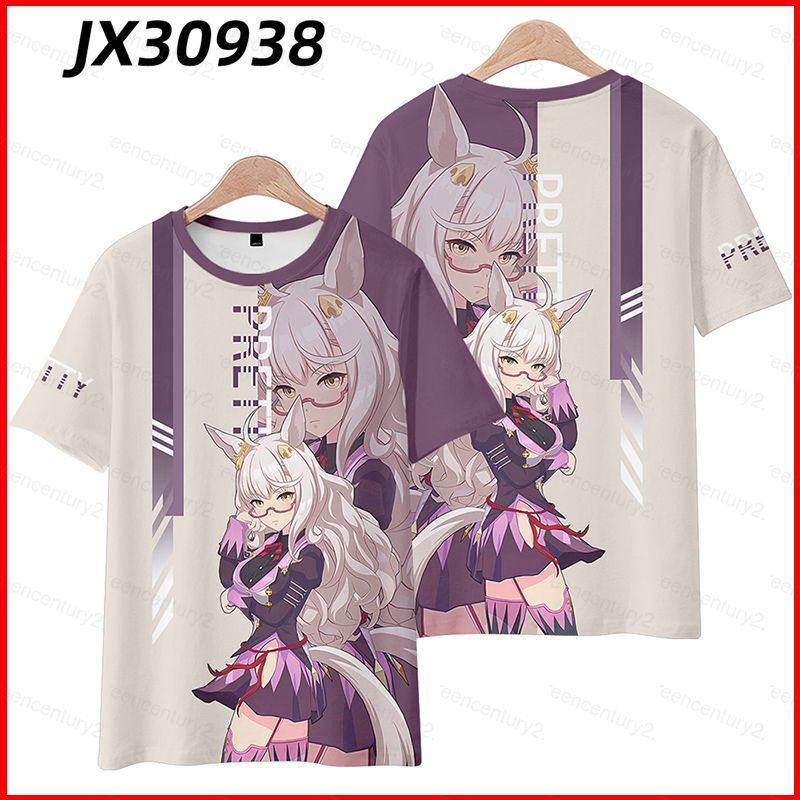 Uma Musume Pretty Derby Biwa Hayahide Cosplay vải 3D mùa hè Áo thun Anime tay ngắn hàng đầu