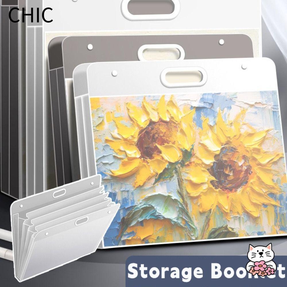 Túi đựng giấy vẽ CHIC, Thư mục tập tin A2 / A3 / A4 di động, Album ảnh chống nước bốn lớp đơn giản Q
