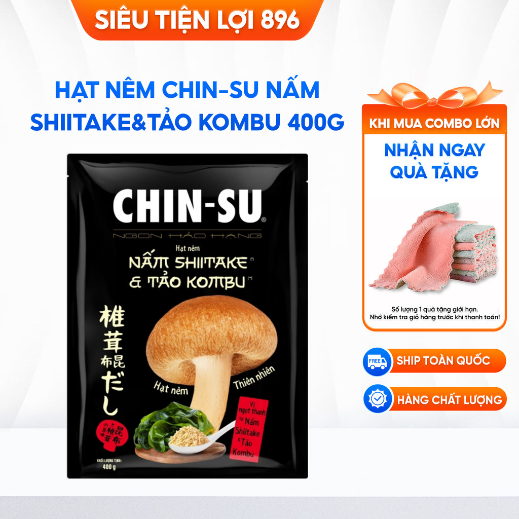 Hạt nêm CHIN-SU Nấm Shiitake & Tảo Kombu gói x 400gr
