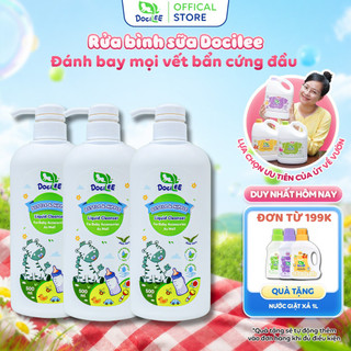 Combo 3 Chai Nước Rửa Bình Sữa, Dụng Cụ, Đồ Chơi Cho Bé DOCILEE 500ml Làm Sạch Hiệu Quả, Không Paraben, An Toàn Cho Bé